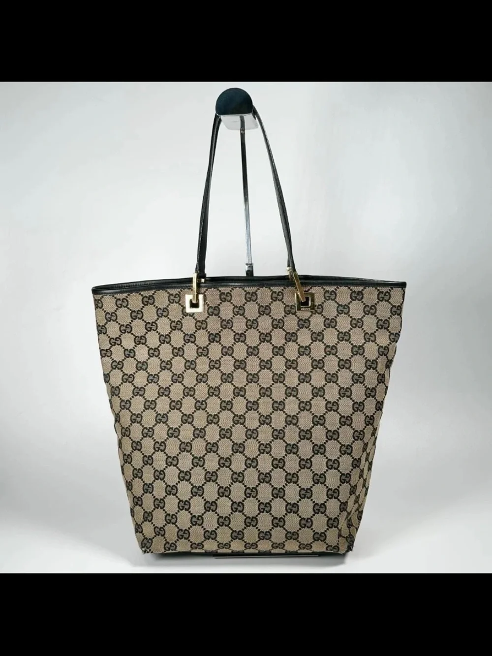 Gucci Monogram Canvas Tote Bag in Beige/Black